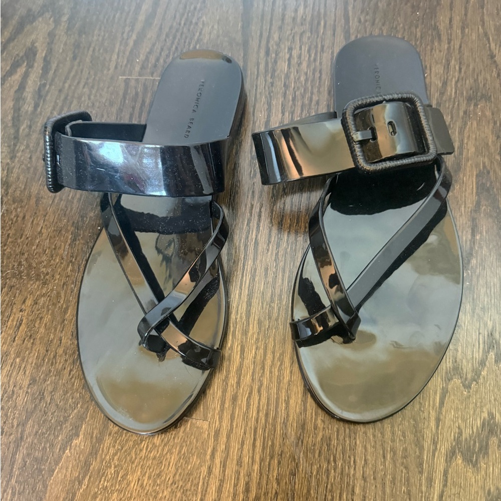Veronica Beard Salva Black Patent Jelly Sandals size 8